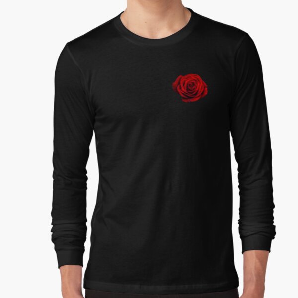 black long sleeve shirt with red roses