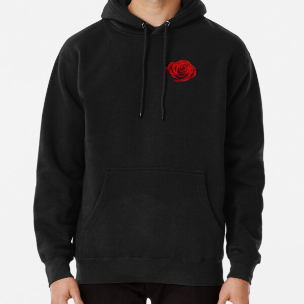 Red rose black hoodie Clearance