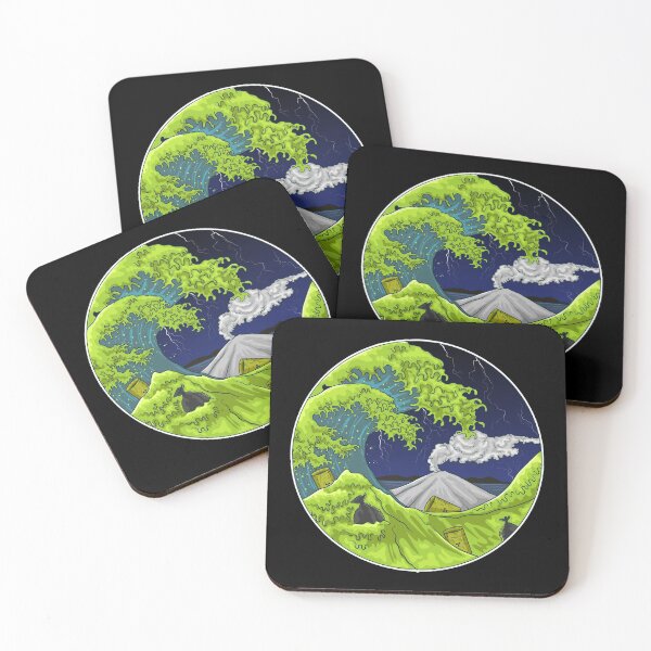 Item preview, Kanagawa Great Wave Toxic Apocalypse Vaporwave Outrun designed and sold by ROBO MEGA.