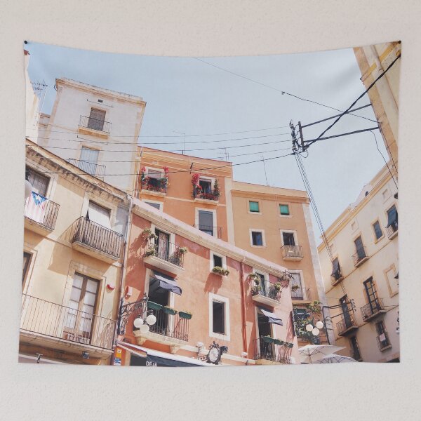 Item preview, Pastel Pink Houses in Tarragona, Spain designed and sold by Rebecca Li.