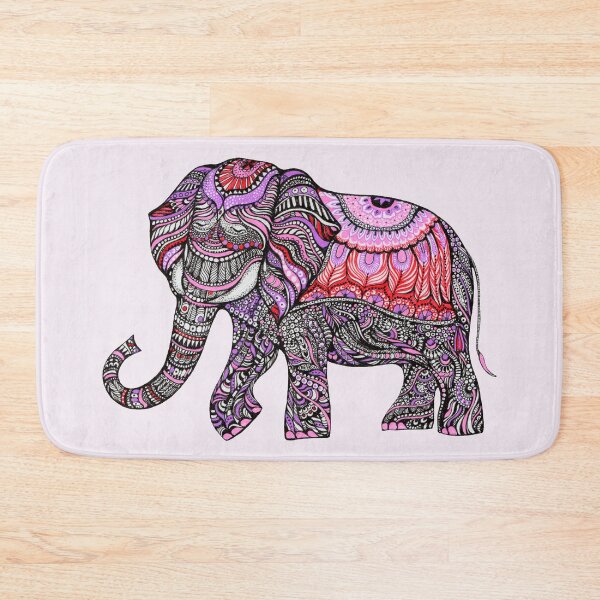 Item preview, zentangle elephant on the light orchid background designed and sold by MandalaFlowerArt.