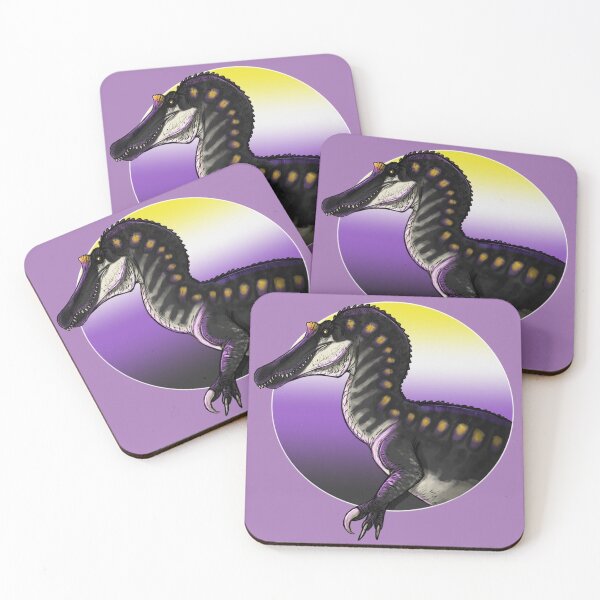 Item preview, PRIDE dinosaurs: Baryonyx (non-binary flag) designed and sold by DinoDJ.