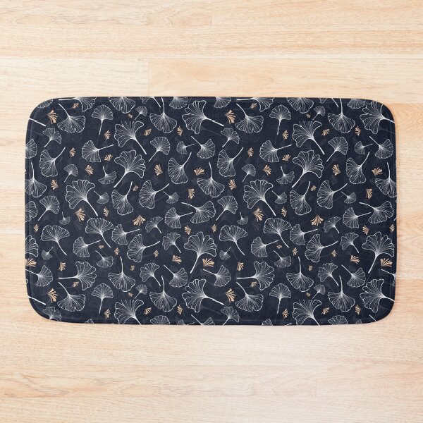 Item preview, navy modern ginkgo pattern designed and sold by WorldofJayDesign.