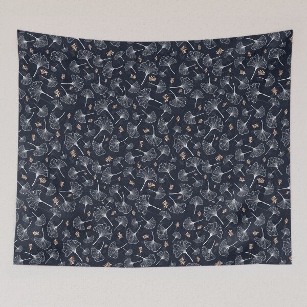 Item preview, navy modern ginkgo pattern designed and sold by WorldofJayDesign.