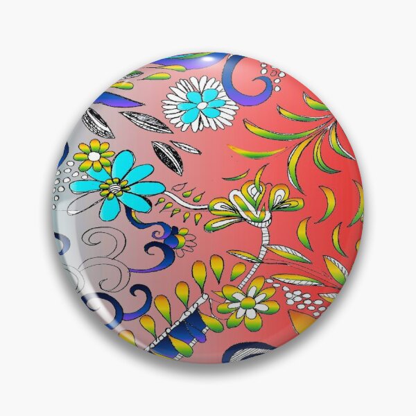 Item preview, hand drawn flowers and stuff in blues and reds designed and sold by LBehrendtDesign.