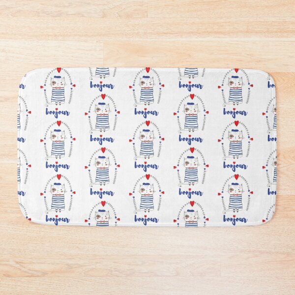 Item preview, cute french cat wearing a beret, saying bonjour  designed and sold by Maggzstyle99.