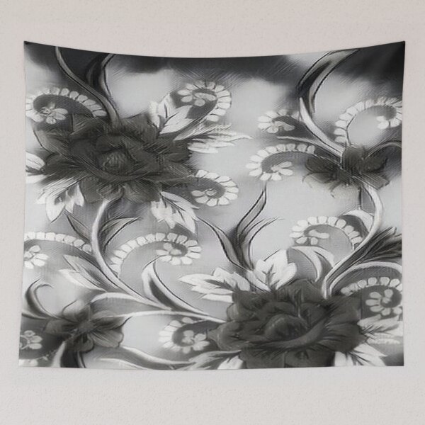 Item preview, Black and White Floral Print Sketch designed and sold by Dil MD Laskar.