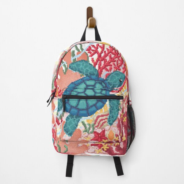 Item preview, Pixelated Green Turtle Swimming Slowly Passes Coral Reef designed and sold by HopeDetour.