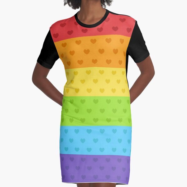 Rainbow Pride Hearts Graphic T-Shirt Dress