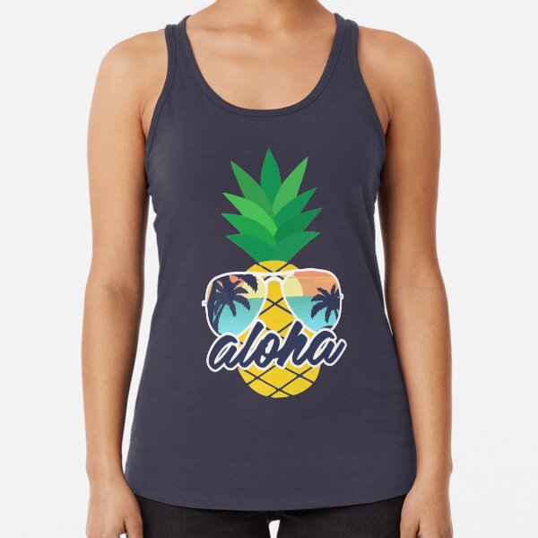 Aloha Pineapple with Sunglasses Racerback Tank Top