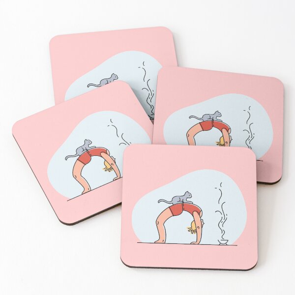 Item preview, YOGA PRACTICE WITH CAT ILLUSTRATION- Wheel pose designed and sold by Trio's Stuff.