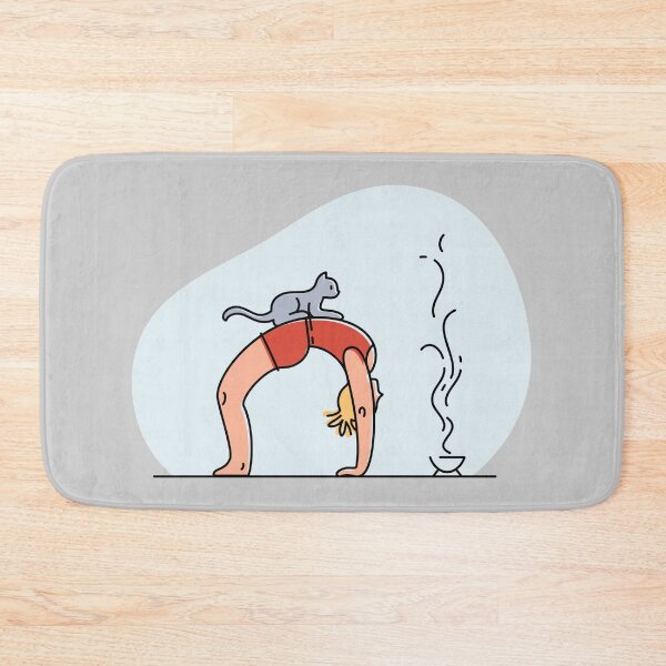 Item preview, YOGA PRACTICE WITH CAT ILLUSTRATION- Wheel pose designed and sold by Trio's Stuff.