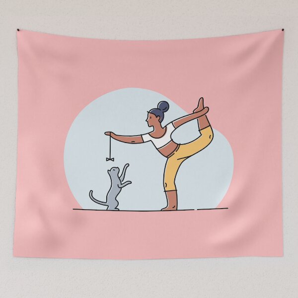 Item preview, YOGA PRACTICE WITH CAT Lord of dance pose designed and sold by Trio's Stuff.