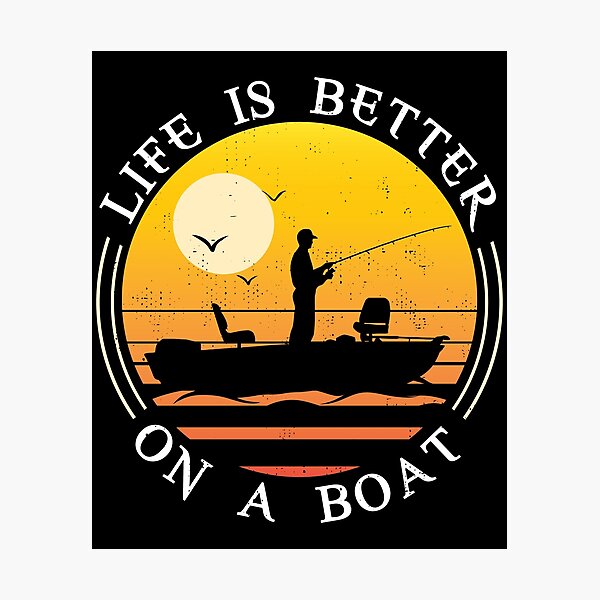 Item preview, Vintage Life is Better on A Boat Gift design Sailing Fishing graphic designed and sold by Lisbob.