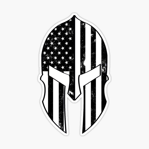 USA American Spartan Molon Labe Distressed Helmet With American Flag  Sticker for Sale by ivanovart
