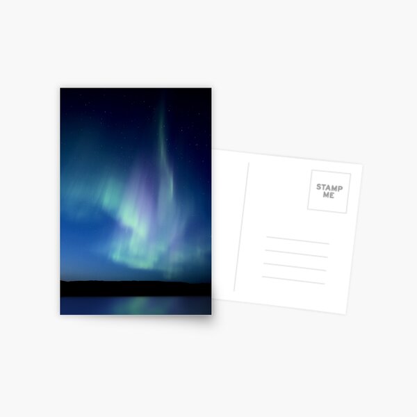 Northern Lights Saskatchewan Canada Aurora Borealis Lake Reflection Postcard