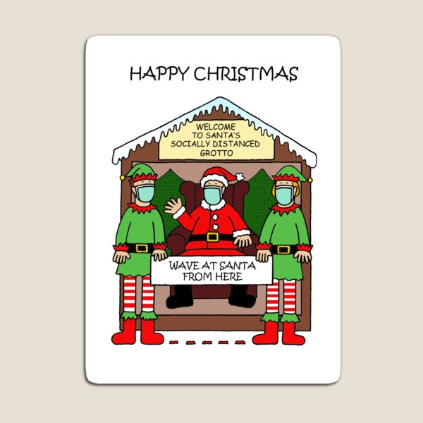 Artikelvorschau, Covid 19 Santa's sozial distanzierte Grotten-Karikatur entworfen und verkauft von KateTaylor.