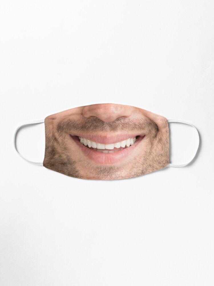 Funny Man Beard Smile Mask Realistic Face Mask By Munizz Redbubble