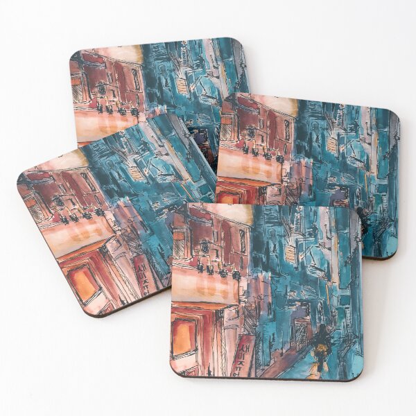 Item preview, Watercolor Painting Pink and Blue Road designed and sold by carmdoesart.