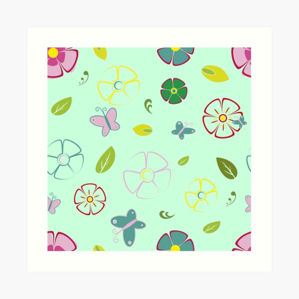 Garden flowers on green Art Print