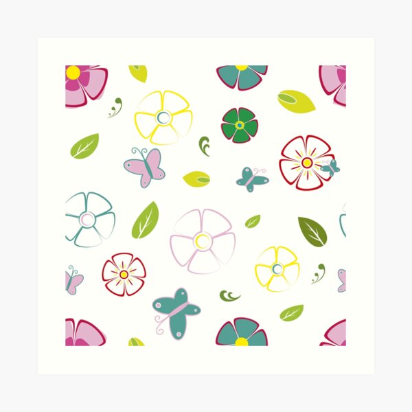 Garden flowers on white Art Print