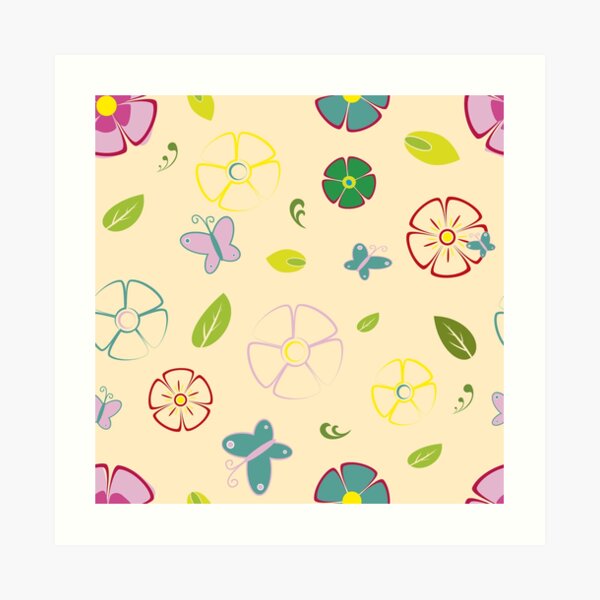 Garden flowers on yellow Art Print