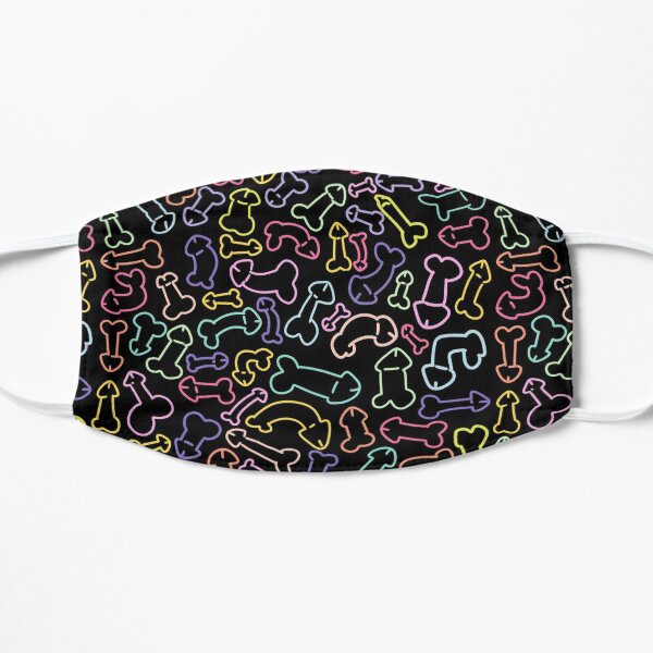 PASTEL PENIS PATTERN MASK NEGRO Mascarilla plana