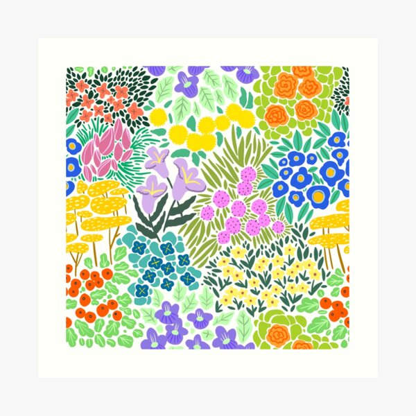 Field of Flowers (White) Art Print