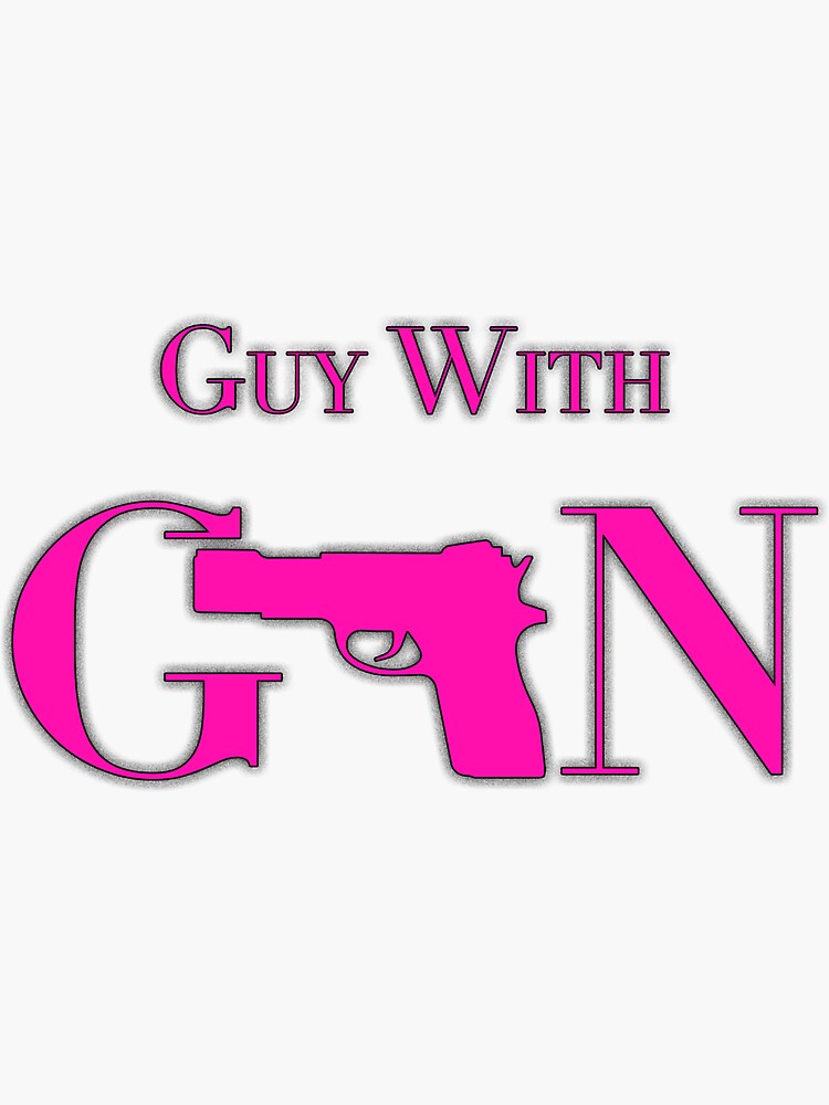 "Pink shirt Gun Guy, Black Guy With Gun Funny graphic trending" Sticker