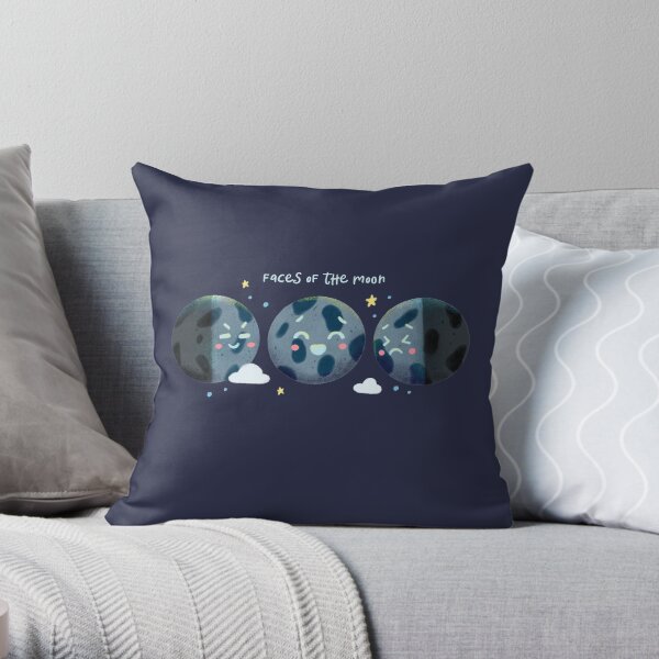 Faces of the Moon Throw Pillow