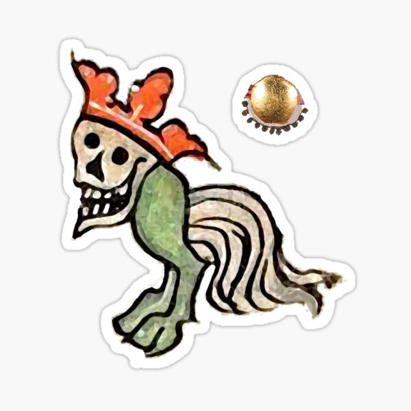 Vista previa del artículo con la obra « BESTIARIO MEDIEVAL EXTRAÑO, MONSTRUO CON CABEZA DE CRÁNEO CON CORONA ROJA Y PATAS DE CABALLO EN ORO ROJO NEGRO», diseñado y vendido por BulganLumini.