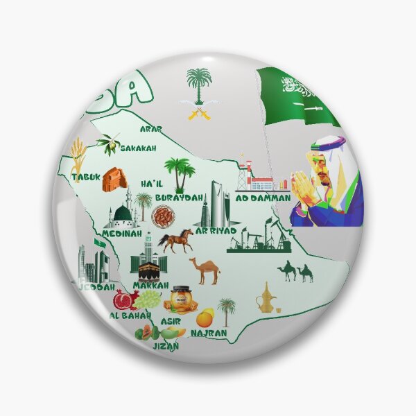Item preview, Kingdom of Saudi Arabia Map tourist attractions cities flag the King Salman bin Abdelaziz Al Saud designed and sold by mashmosh.