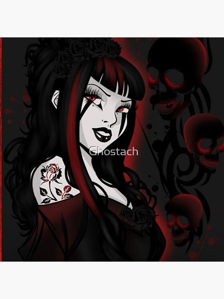 Vector pixel art anime girl canvas prints for the wall • canvas prints red,  monster, horn