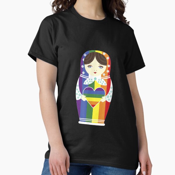 Matryoshka Rainbow Flag Shirt Lgbt Pride Heart Love T-Shirt