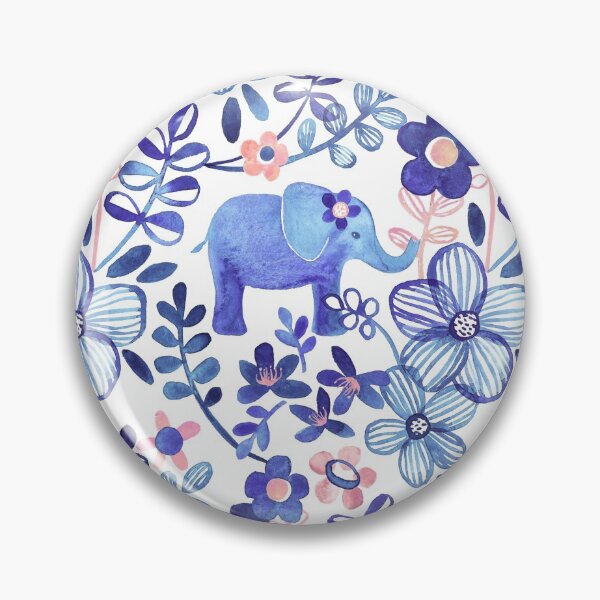 Item preview, Pale Coral, White and Purple Elephant and Floral Watercolor Pattern designed and sold by micklyn.
