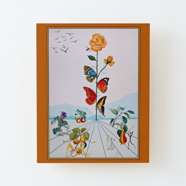 BUTTERFLY ROSE : Vintage Abstract Dali Painting Print Wood Mounted Print
