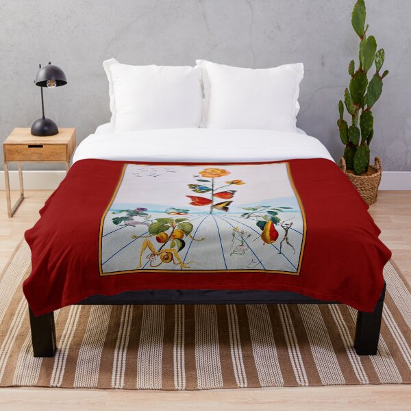 BUTTERFLY ROSE : Vintage Abstract Dali Painting Print Throw Blanket