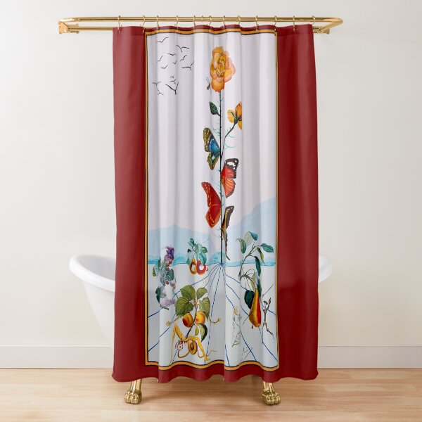 BUTTERFLY ROSE : Vintage Abstract Dali Painting Print Shower Curtain