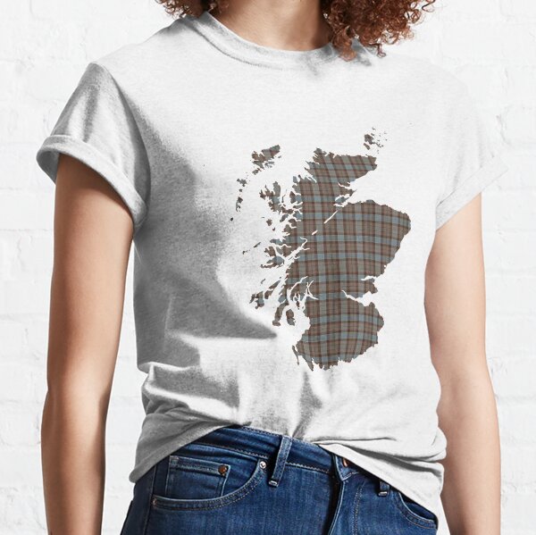 Scotland Map in Fraser Tartan Plaid Classic T-Shirt