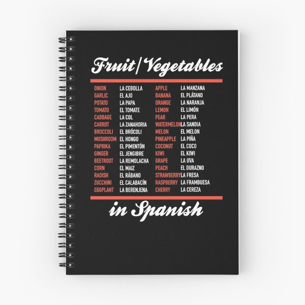 Artikelvorschau, Obst und Gemüse in Spanisch - Spanisch Sprache Cheatsheet entworfen und verkauft von HiddenVerb.