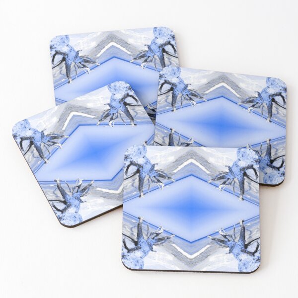 Item preview, Tree Trunks On The Beach Reaching Out To The Sky Monochromatic Blue designed and sold by Flavio Vieri.