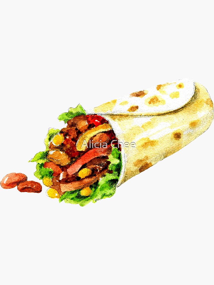 "Bean Burrito Tortilla Wrap" Sticker by NiftyTrinket Redbubble