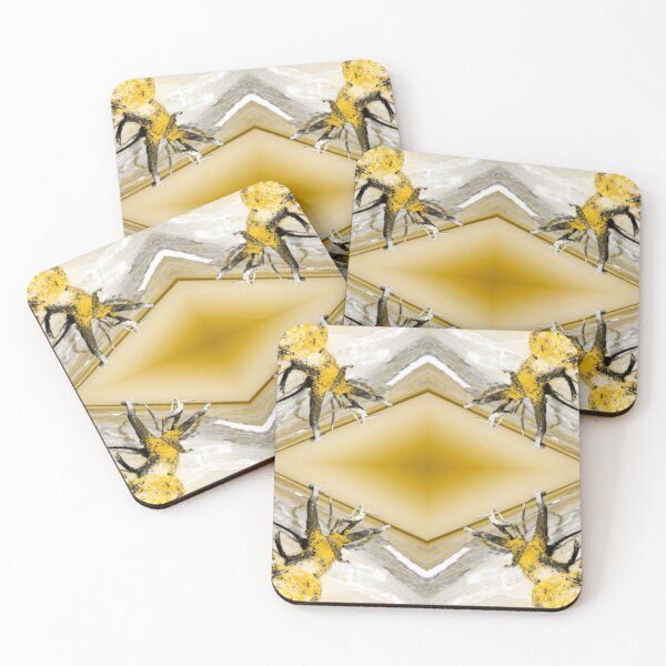 Item preview, Tree Trunks On The Beach Reaching Out To The Sky Monochromatic Amber Yellow designed and sold by Flavio Vieri.