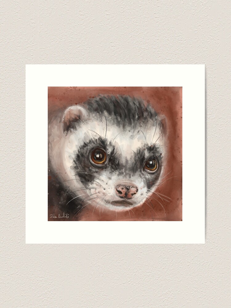 Painting of a Cute Ferret Looking Directly at You Leggings for