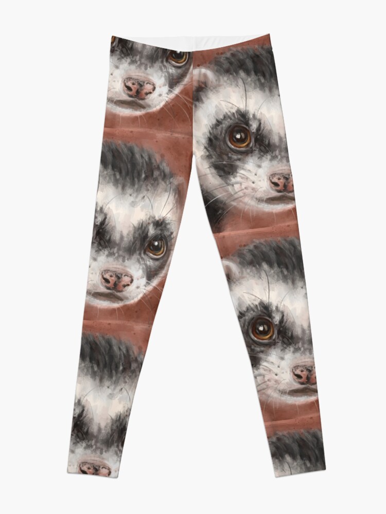 Painting of a Cute Ferret Looking Directly at You Leggings for