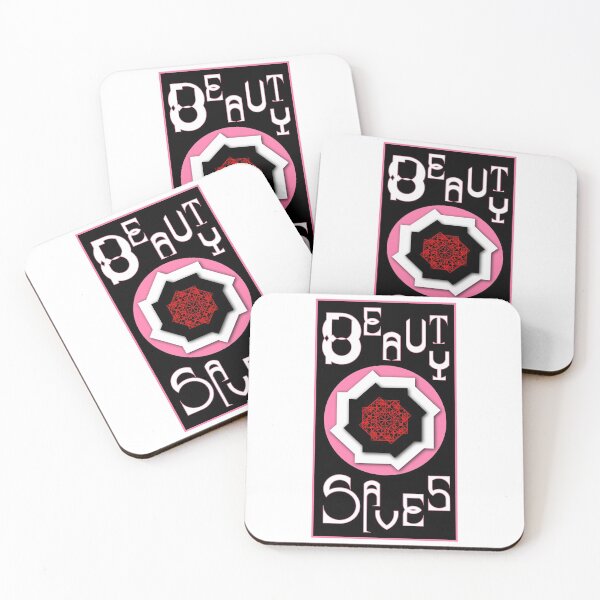 Item preview, Beauty Saves - graphic design art - handmade letters - Geometric art - Pink, red, black, white. designed and sold by BDLVandFriends.