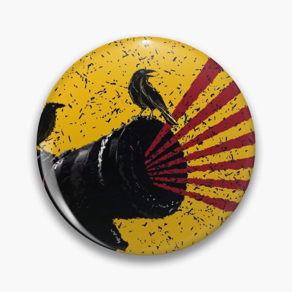 Item preview, Camera with tripod emitting light rays and two crows sited on it, looking with curiosity.  designed and sold by Wiggly Lines.