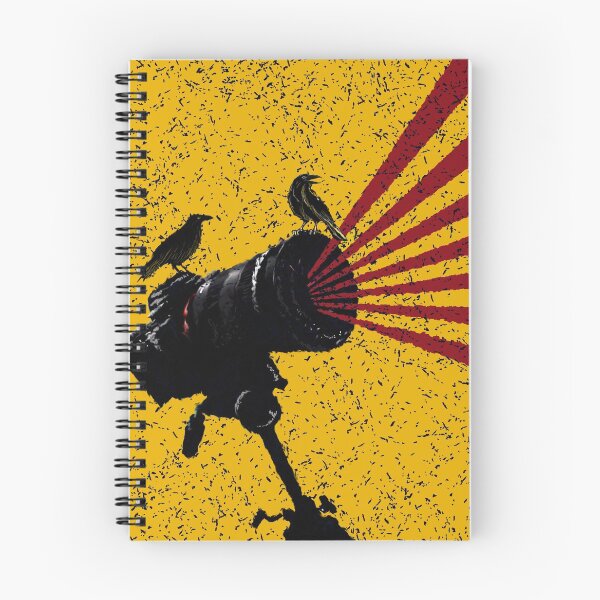 Item preview, Camera with tripod emitting light rays and two crows sited on it, looking with curiosity.  designed and sold by Wiggly Lines.