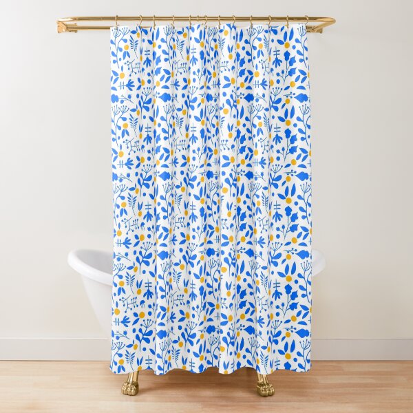Blue Nature Pattern Shower Curtain
