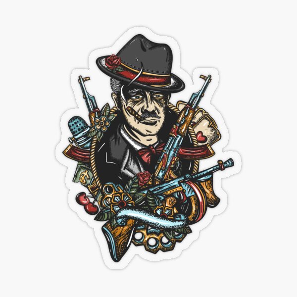 Mafia boss old school tattoo Transparent Sticker
